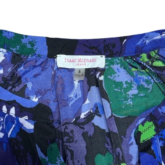 "Isaac Mizrahi Jeans Women’s Blouse S Fancy Floral Print Button Front - Picture 3 of 7